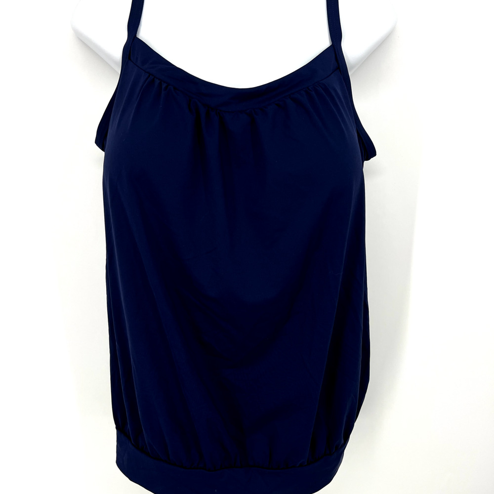 Lands' End Womens Tankini Swim Top Only Size 16 Navy Blue